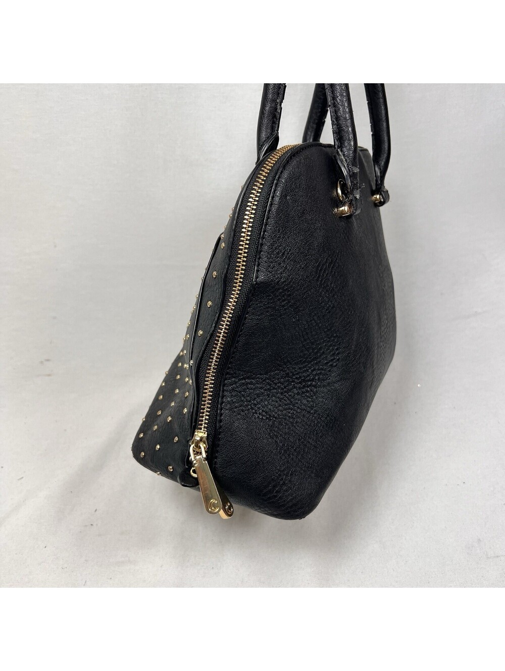 Charming Charlie Black And Gold Studded Faux Leather Handbag 14” X 10” - Picture 4 of 9